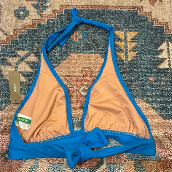 J. Crew NWT Women's Blue Halter Bikini Top - Picture 2 of 5